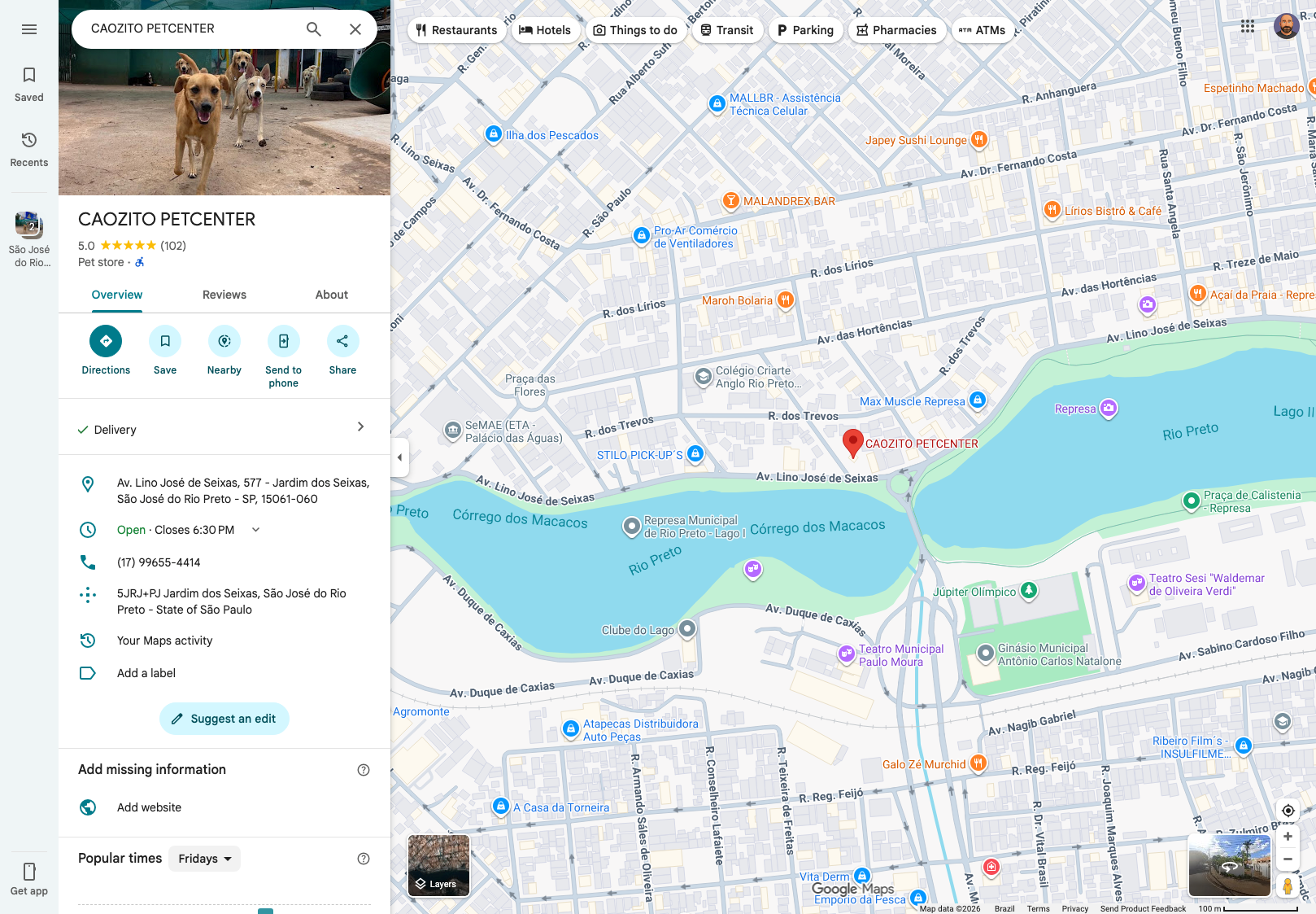Mapa — Av. Lino José de Seixas, 577 — Jardim dos Seixas, São José do Rio Preto — SP
